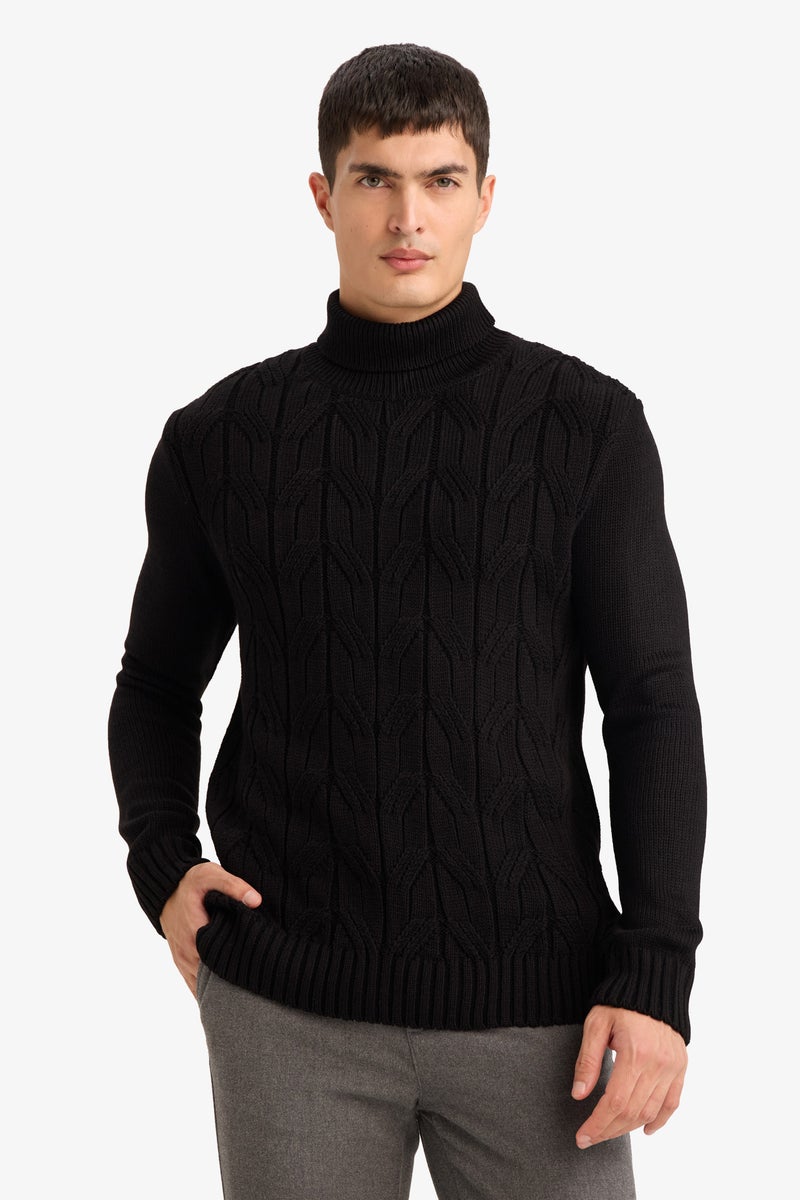 DeFacto Black Man Standard Fit Turtleneck Knitwear Pullover Casual - Image 3